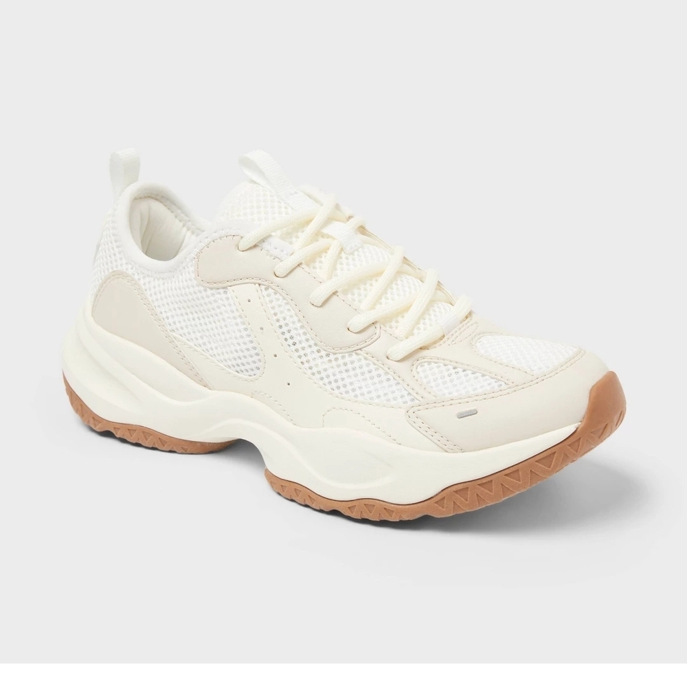 Chunky Cream Mesh Sneaker with Gum Sole